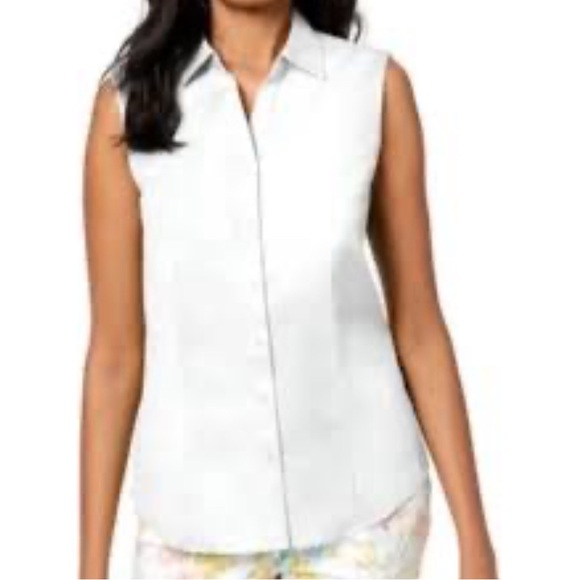 Charter Club Women's Sleeveless White Button-Up Blouse Size 4 Casual HSH - Picture 1 of 9